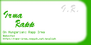 irma rapp business card